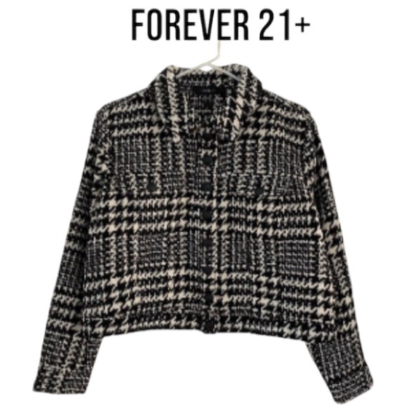 3X Plus Size Gorgeous Houndstooth Cropped Jacket from FOREVER 21+ - Picture 3 of 17